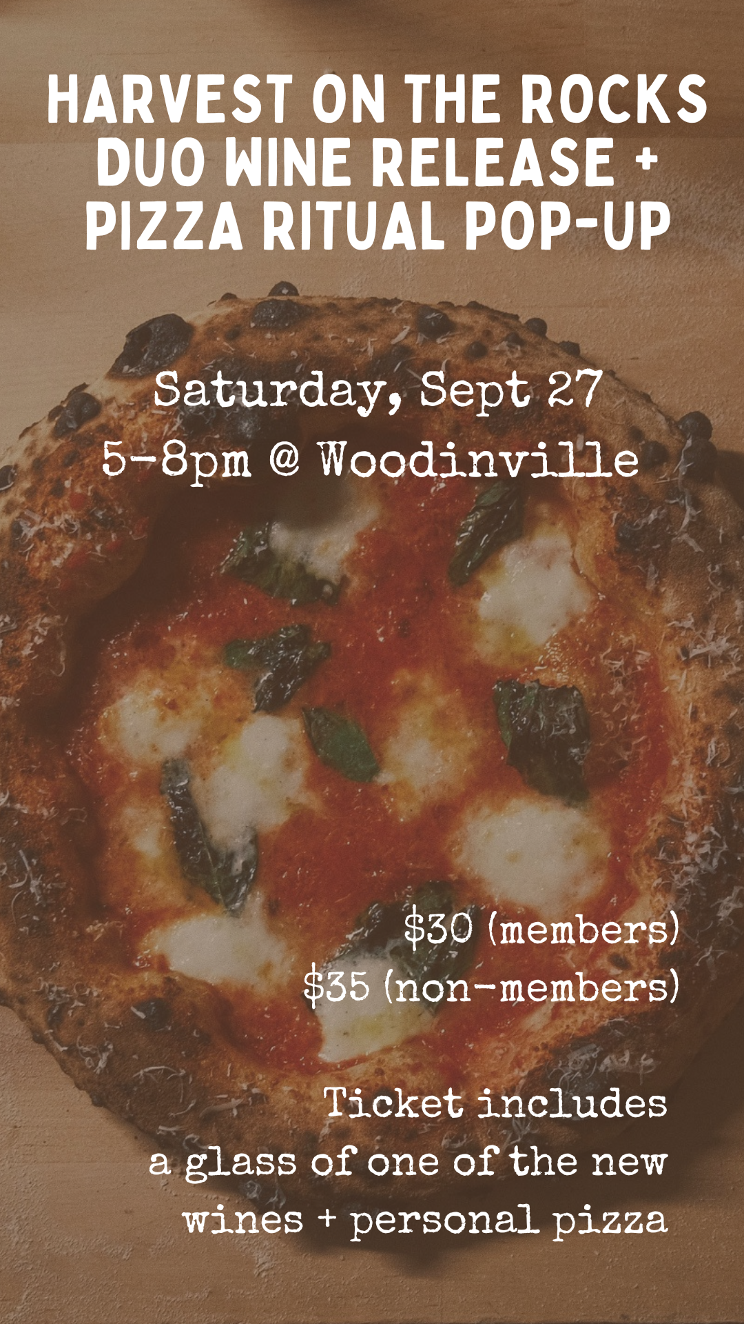 Harvest on the Rocks Duo Wine Release + Pizza Ritual Pop-Up (Woodinville)