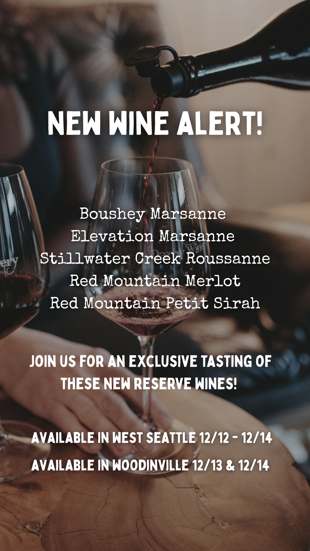RELEASE OF NEW RESERVE WINES