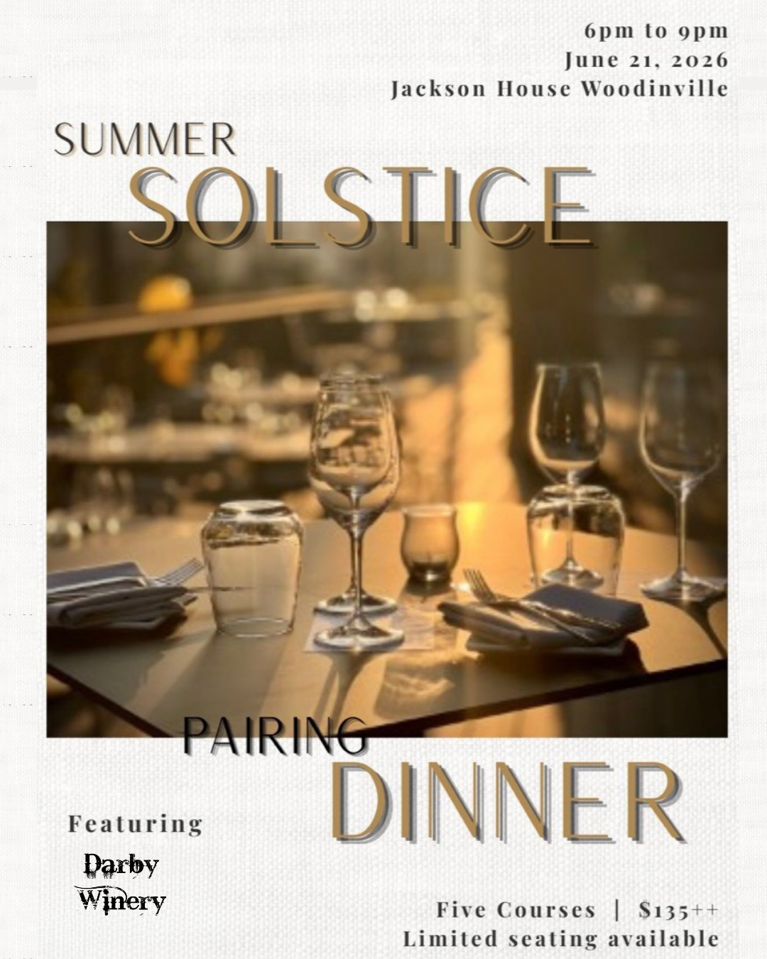 Summer Solstice Wine Dinner @ Jackson House