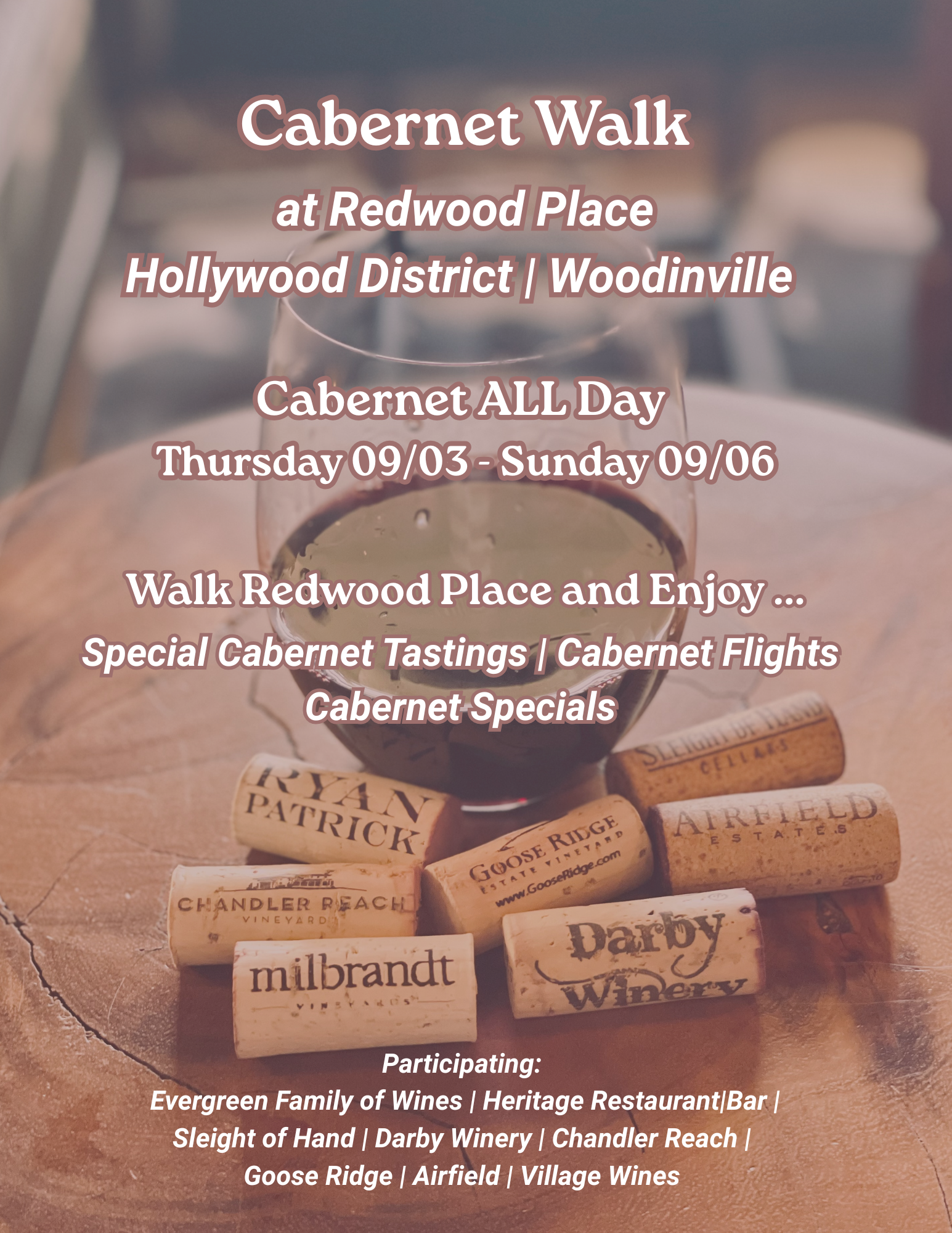 Cabernet Walk at RedWood Place (Woodinville Tasting Room)